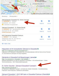 Content Marketing Google Suche Zahnarzt Düsseldorf